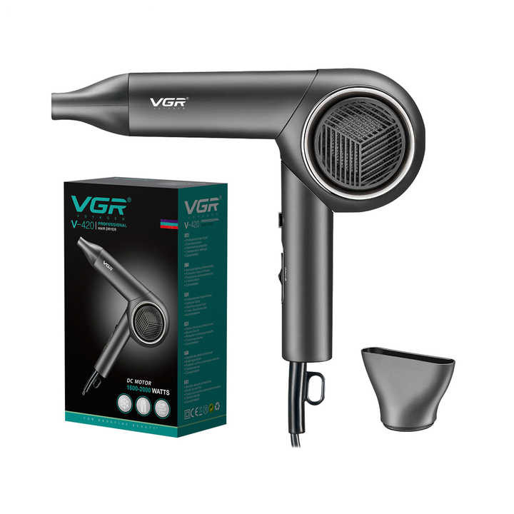 سشوار حرفهای وی جی ار مدل V-420 | خشککن سریع و مراقبت از مو